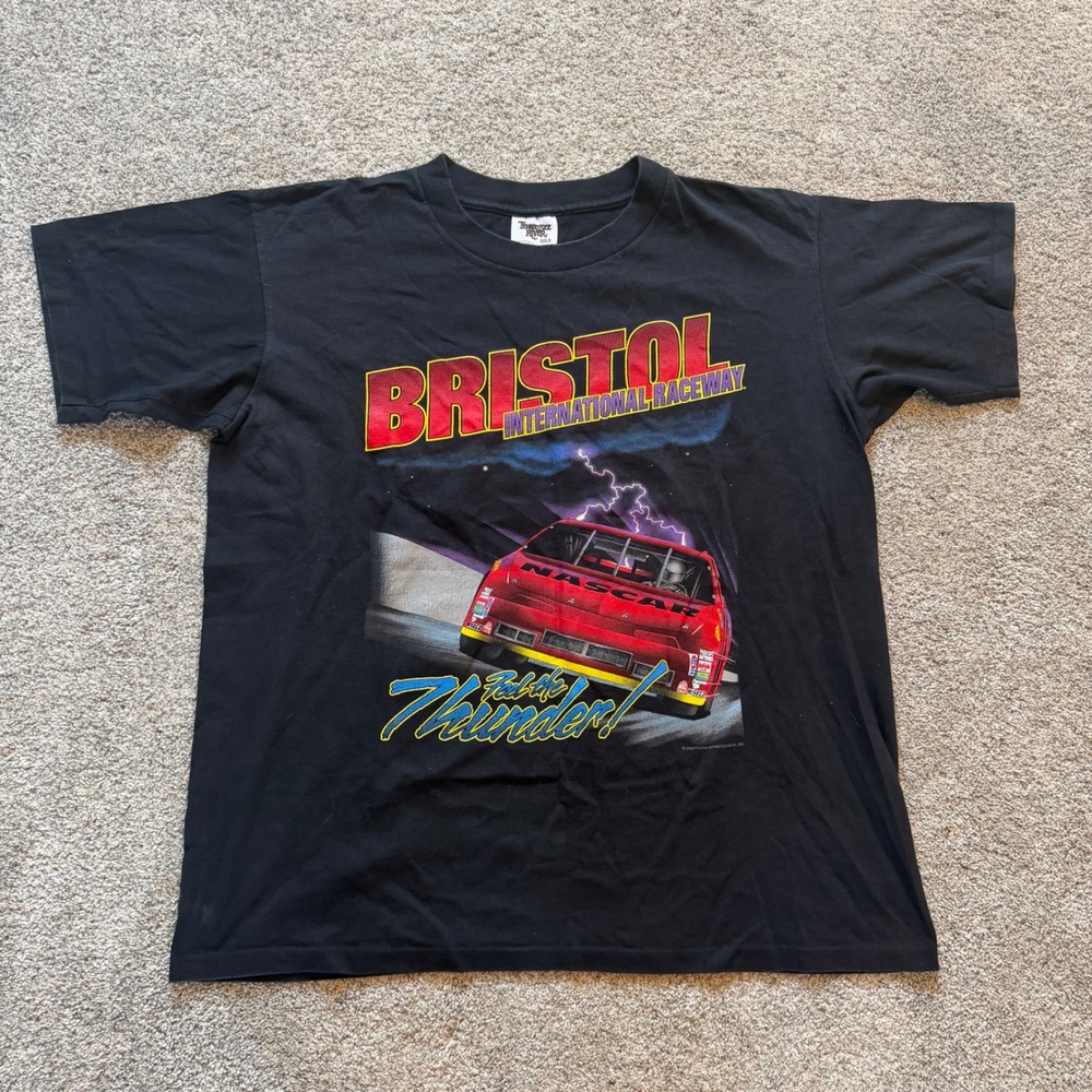 Vintage Bristol International Raceway NASCAR T-Shirt Black Tennessee River L